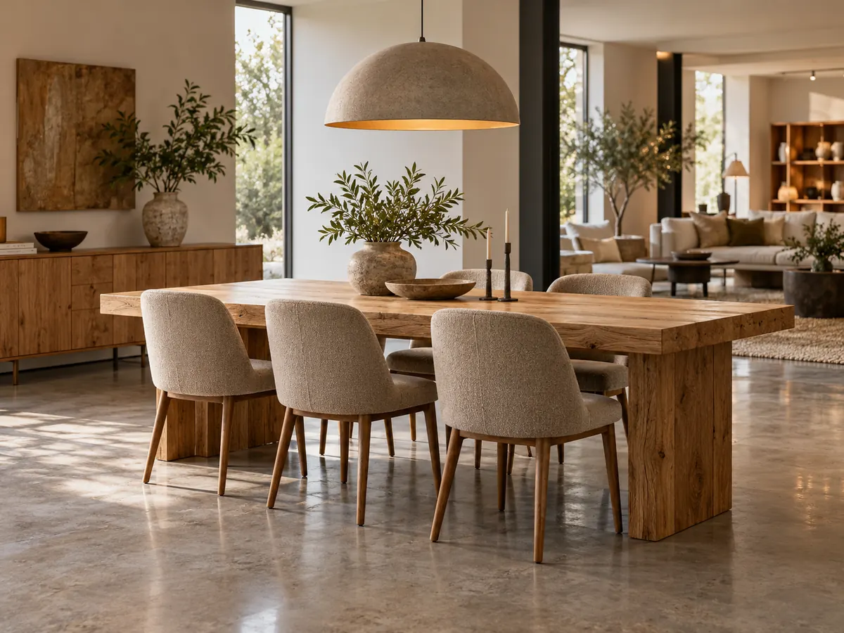 Furniture showroom with an oak dining table